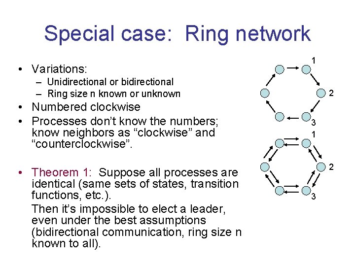 Special case: Ring network • Variations: 1 – Unidirectional or bidirectional – Ring size Special case: Ring network • Variations: 1 – Unidirectional or bidirectional – Ring size