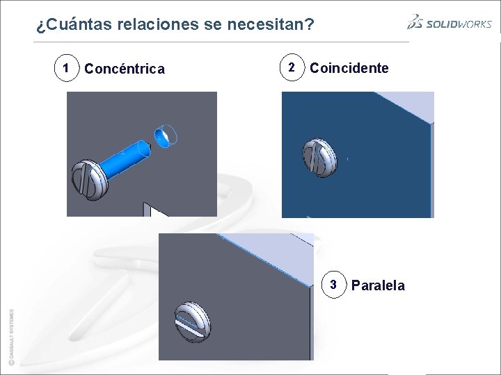 ¿Cuántas relaciones se necesitan? 1 Concéntrica 2 Coincidente 3 Paralela Confidential Information 