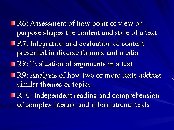 R 6: Assessment of how point of view or purpose shapes the content and