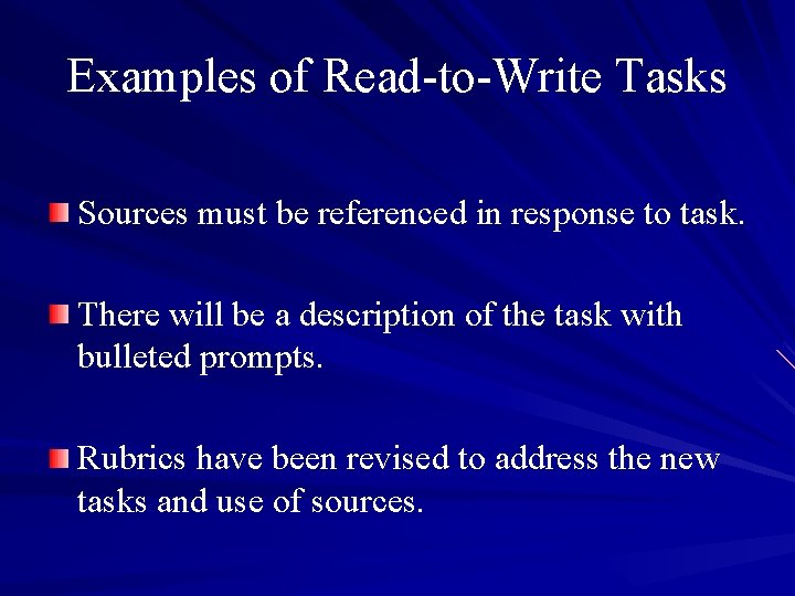 Examples of Read-to-Write Tasks Sources must be referenced in response to task. There will
