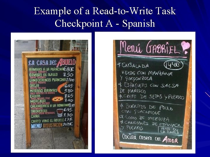Example of a Read-to-Write Task Checkpoint A - Spanish 