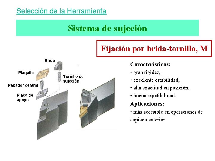Selección de la Herramienta Sistema de sujeción Fijación por brida-tornillo, M Características: • gran