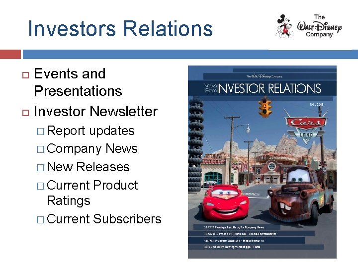 Investors Relations Events and Presentations Investor Newsletter � Report updates � Company News �