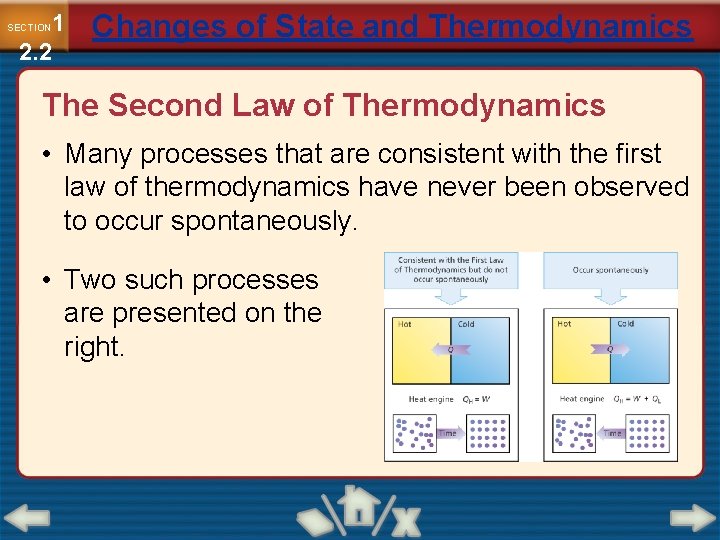 1 2. 2 SECTION Changes of State and Thermodynamics The Second Law of Thermodynamics