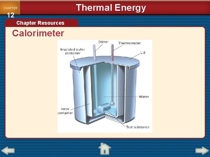 CHAPTER 12 Chapter Resources Calorimeter Thermal Energy 