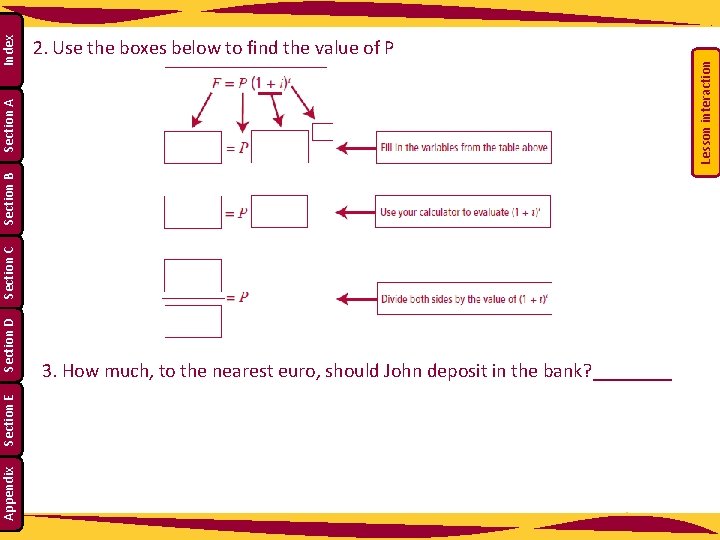 Appendix Section E Section D Lesson interaction Section C Section B Section A Index