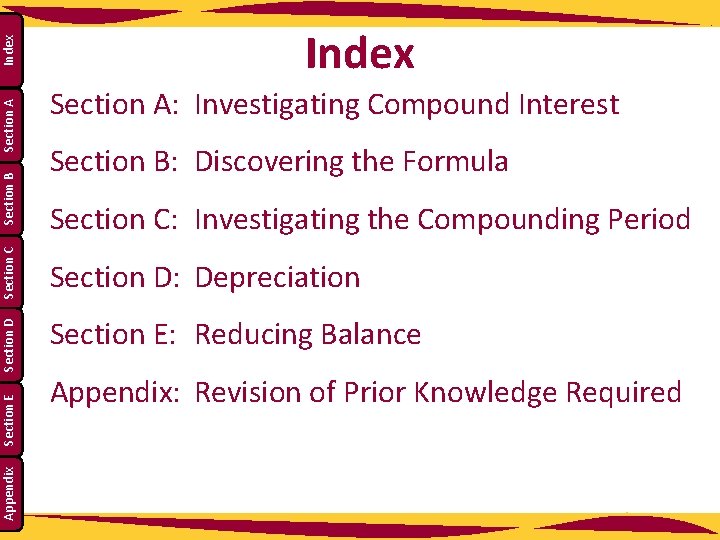 Index Section A Section B Section C Section D Section E Appendix Index Section