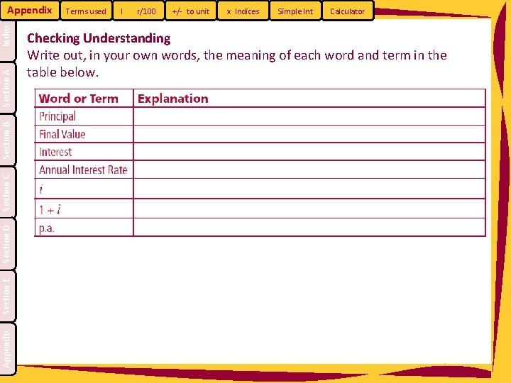 Appendix Section E Section D Section C Section B Section A Index Appendix Terms