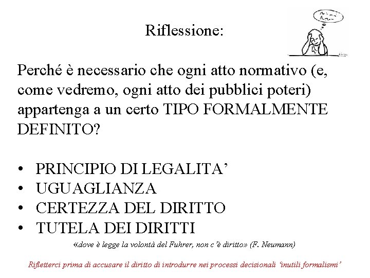 Riflessione: Perché è necessario che ogni atto normativo (e, come vedremo, ogni atto dei