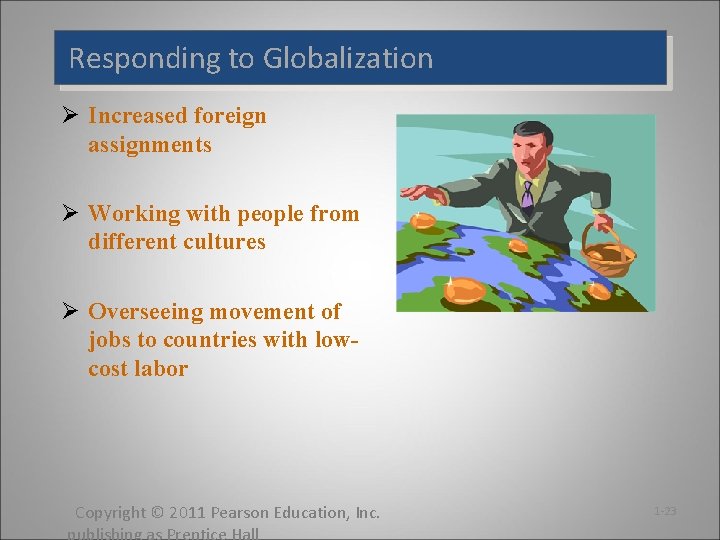 Responding to Globalization Ø Increased foreign assignments Ø Working with people from different cultures Responding to Globalization Ø Increased foreign assignments Ø Working with people from different cultures