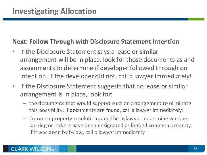 Investigating Allocation Next: Follow Through with Disclosure Statement Intention • If the Disclosure Statement