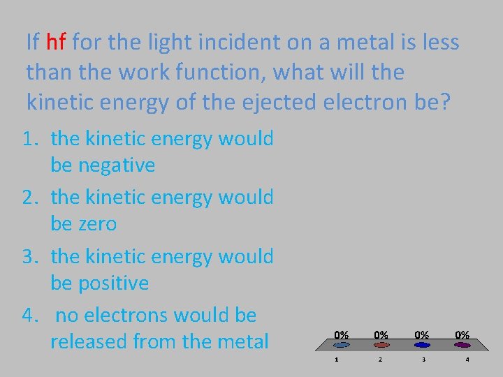 If hf for the light incident on a metal is less than the work