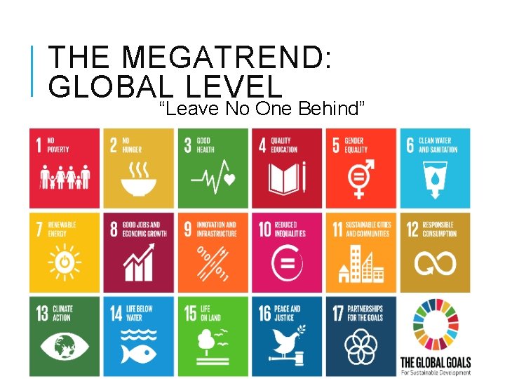 THE MEGATREND: GLOBAL LEVEL “Leave No One Behind” 10 