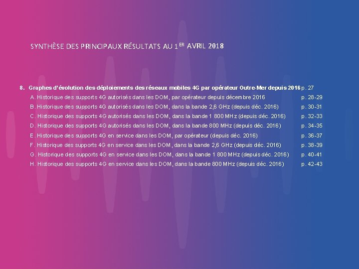 SYNTHÈSE DES PRINCIPAUX RÉSULTATS AU 1 ER AVRIL 2018 8. Graphes d’évolution des déploiements SYNTHÈSE DES PRINCIPAUX RÉSULTATS AU 1 ER AVRIL 2018 8. Graphes d’évolution des déploiements