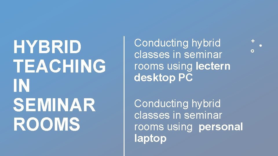 HYBRID TEACHING IN SEMINAR ROOMS Conducting hybrid classes in seminar rooms using lectern desktop