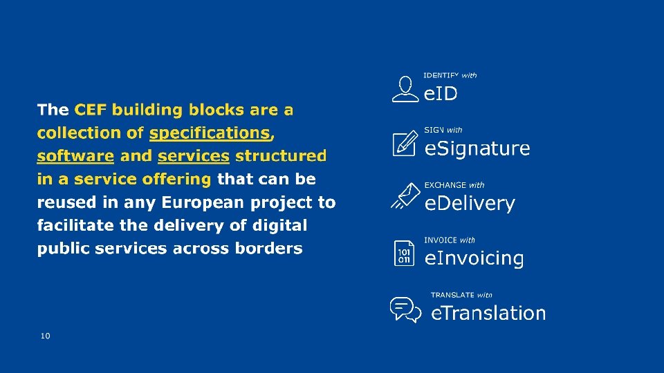 IDENTIFY with e. ID The CEF building blocks are a collection of specifications, software