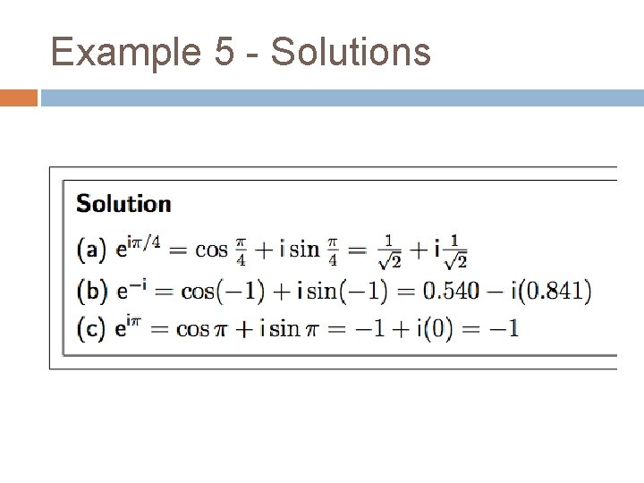 Example 5 - Solutions 