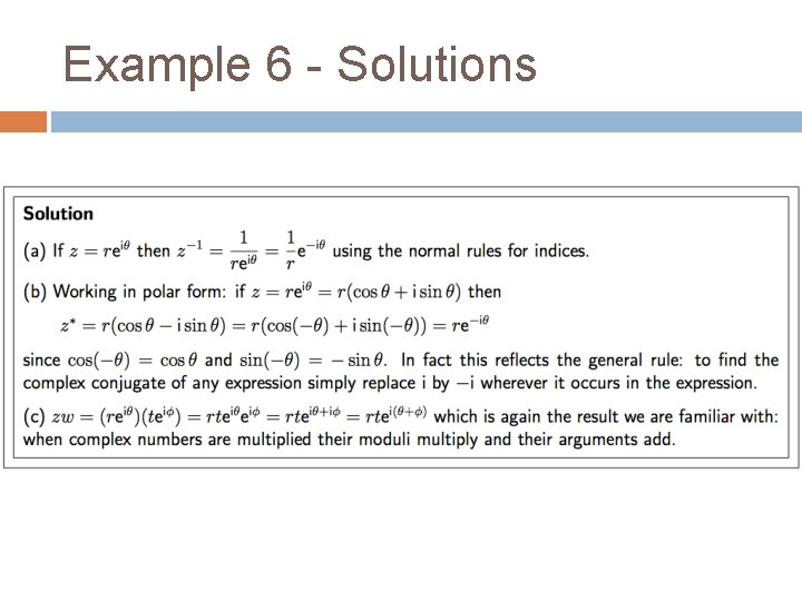 Example 6 - Solutions 