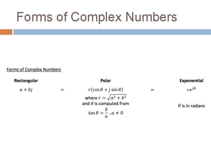Forms of Complex Numbers 