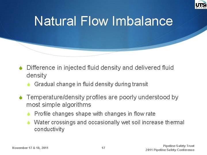 Natural Flow Imbalance S Difference in injected fluid density and delivered fluid density S