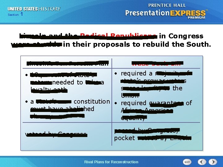 Chapter Section 1 25 Section 1 Lincoln and the Radical Republicans in Congress were