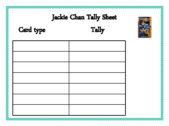 Jackie Chan Tally Sheet Card type Tally 