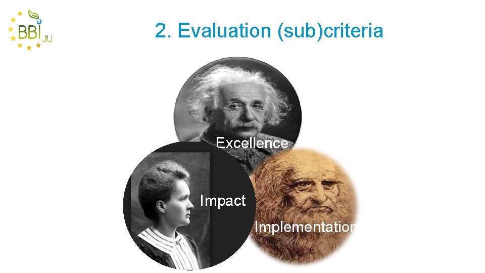 2. Evaluation (sub)criteria Excellence Impact Implementation 