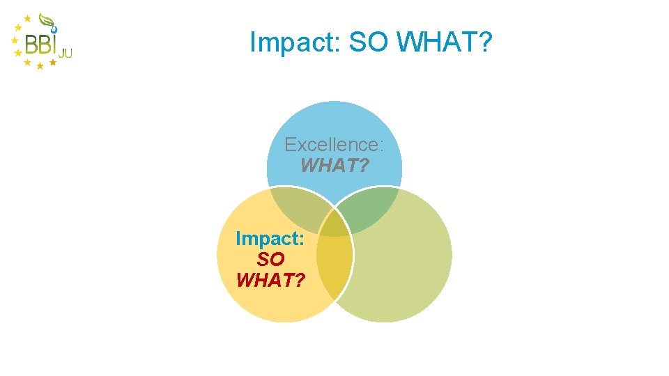 Impact: SO WHAT? Excellence: WHAT? Impact: SO WHAT? 