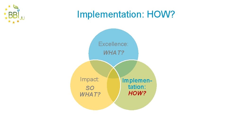 Implementation: HOW? Excellence: WHAT? Impact: SO WHAT? Implementation: HOW? 
