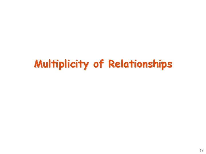 Multiplicity of Relationships 17 