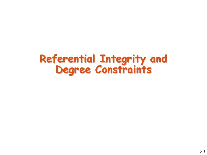 Referential Integrity and Degree Constraints 30 