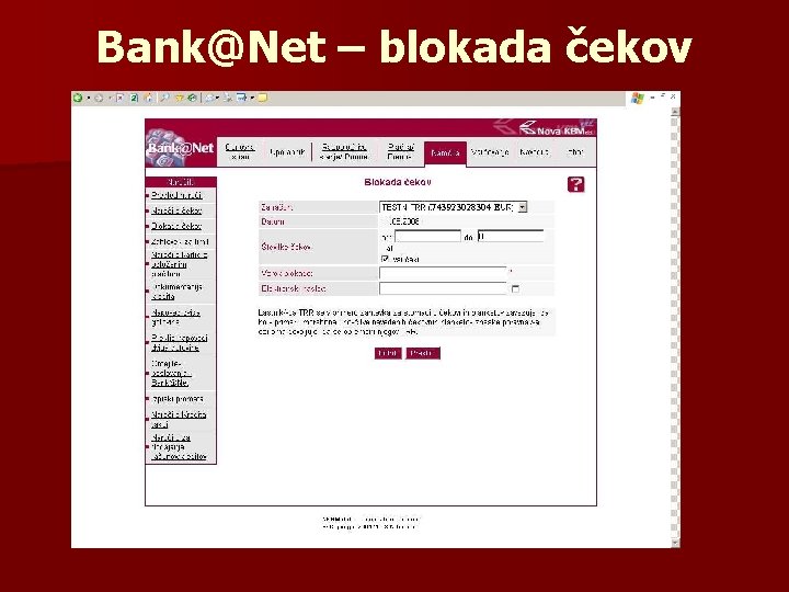 Bank@Net – blokada čekov 743923028304 E 