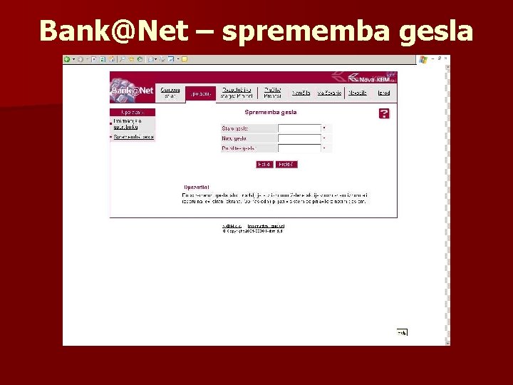 Bank@Net – sprememba gesla 