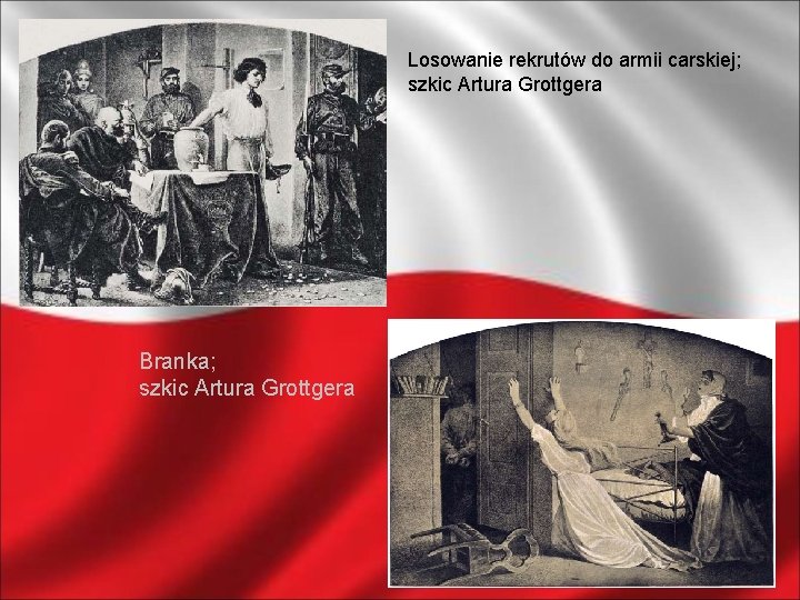 Losowanie rekrutów do armii carskiej; szkic Artura Grottgera Branka; szkic Artura Grottgera 