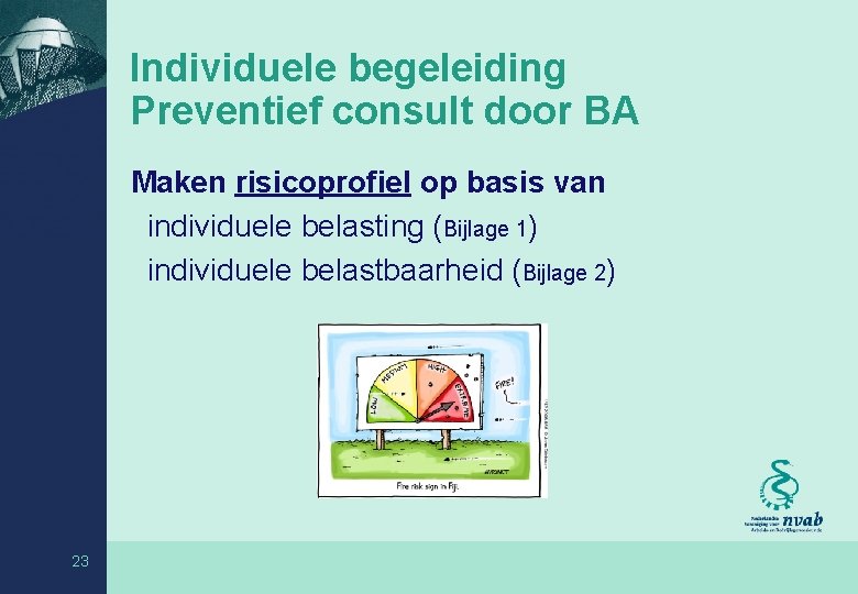 Individuele begeleiding Preventief consult door BA Maken risicoprofiel op basis van individuele belasting (Bijlage