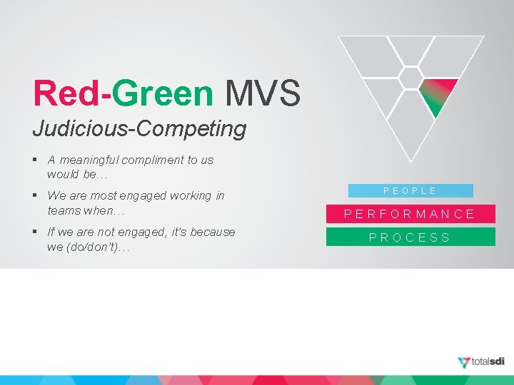 Red-Green MVS Judicious-Competing § A meaningful compliment to us would be… § We are