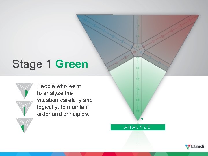 Stage 1 Green People who want to analyze the situation carefully and logically, to