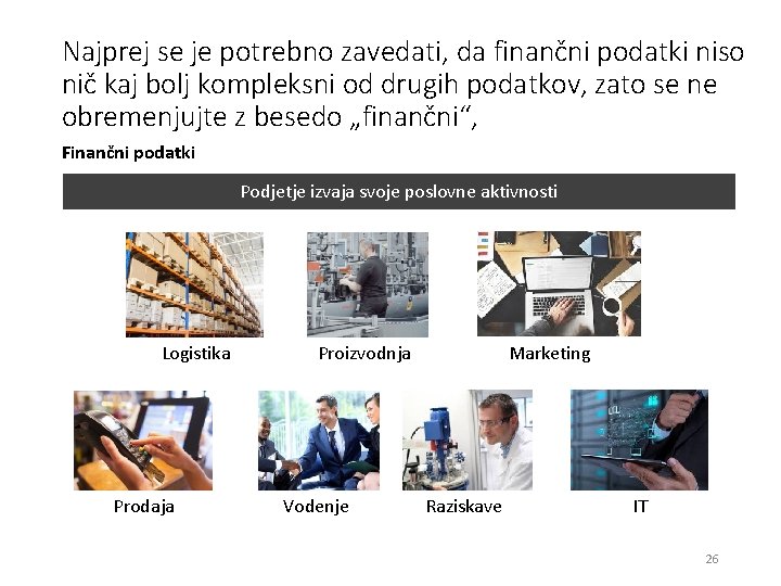 Najprej se je potrebno zavedati, da finančni podatki niso nič kaj bolj kompleksni od