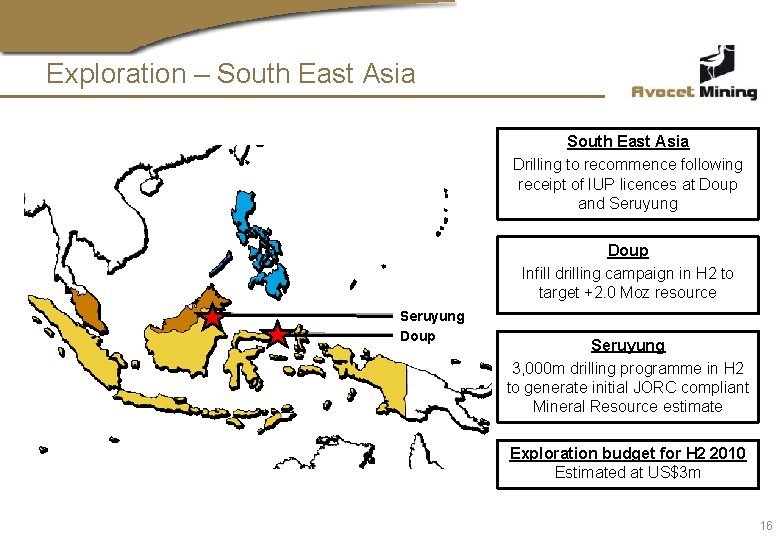 Exploration – South East Asia Drilling to recommence following receipt of IUP licences at