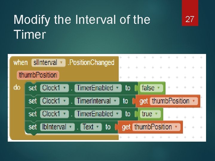 Modify the Interval of the Timer 27 