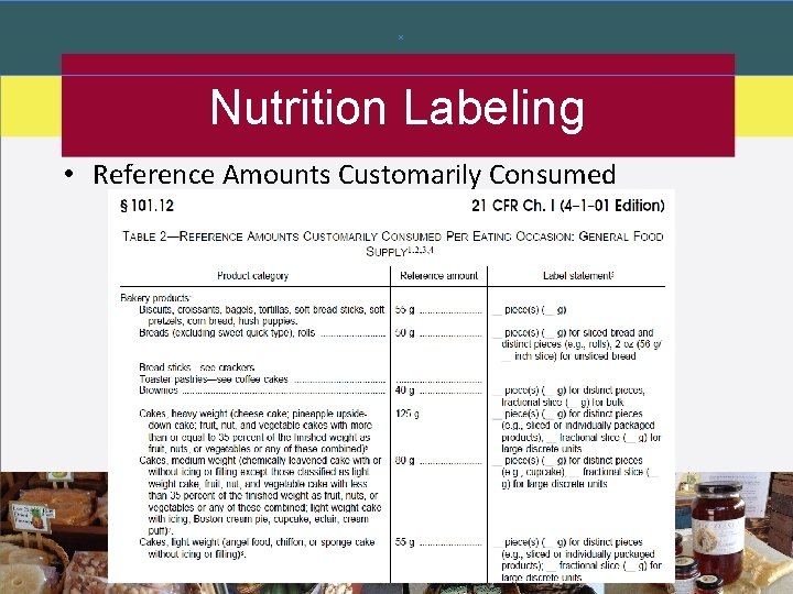 Nutrition Labeling • Reference Amounts Customarily Consumed Nutrition Labeling • Reference Amounts Customarily Consumed