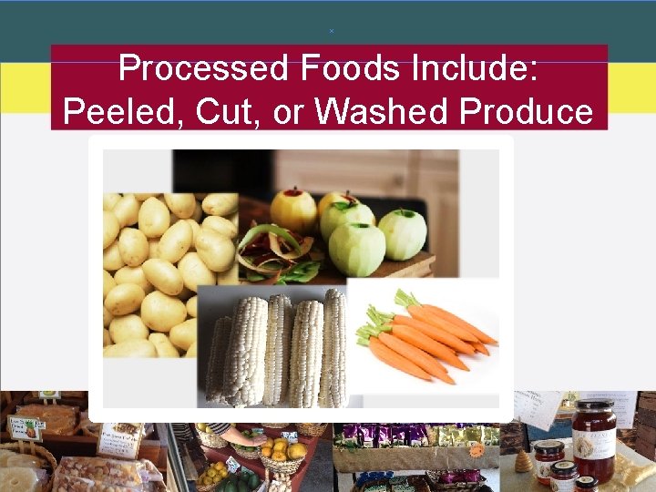 Processed Foods Include: Peeled, Cut, or Washed Produce Processed Foods Include: Peeled, Cut, or Washed Produce