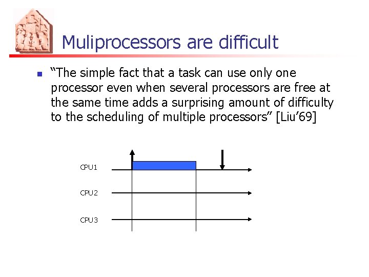 Muliprocessors are difficult n “The simple fact that a task can use only one