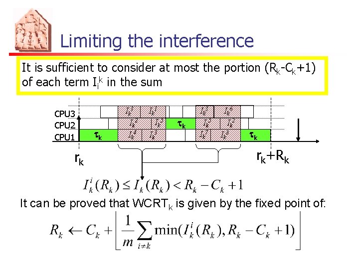 Limiting the interference It is sufficient to consider at most the portion (Rk-Ck+1) of