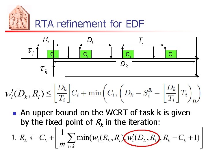 RTA refinement for EDF Ri Di Ci Ci Ti Ci Ci Dk n 1.