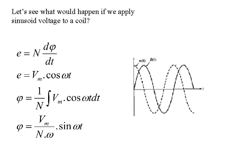 Let’s see what would happen if we apply sinusoid voltage to a coil? 