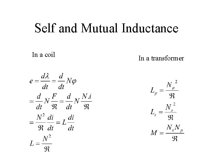 Self and Mutual Inductance In a coil In a transformer 