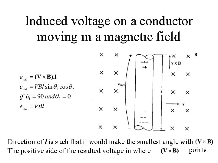 Induced voltage on a conductor moving in a magnetic field Direction of l is