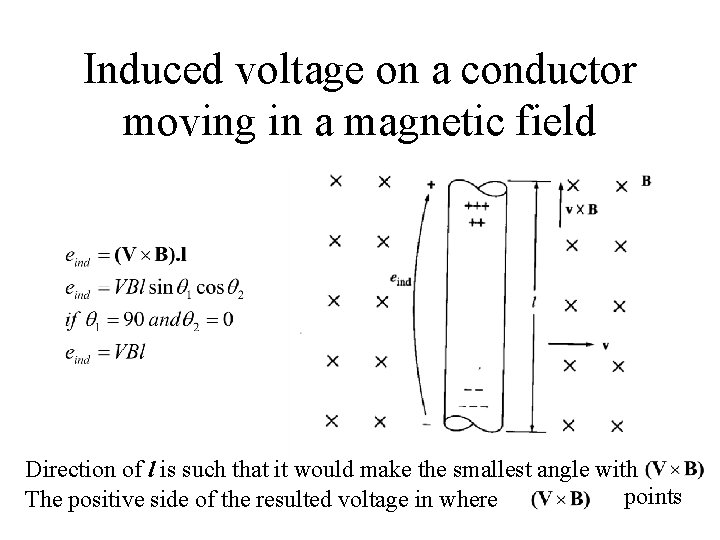 Induced voltage on a conductor moving in a magnetic field Direction of l is