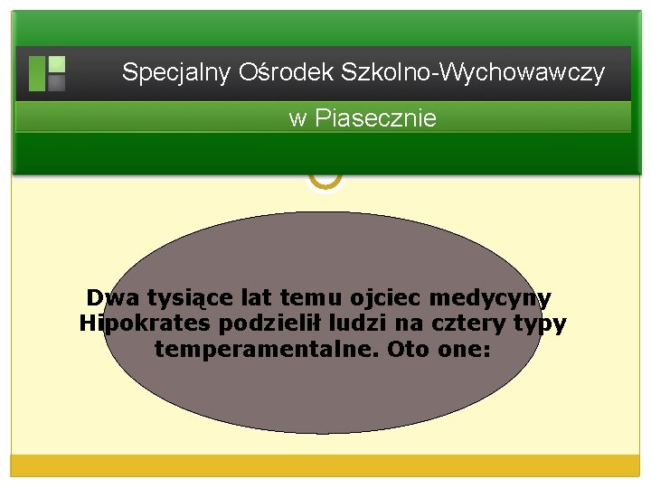 Specjalny Ośrodek Szkolno-Wychowawczy w Piasecznie Dwa tysiące lat temu ojciec medycyny Hipokrates podzielił ludzi